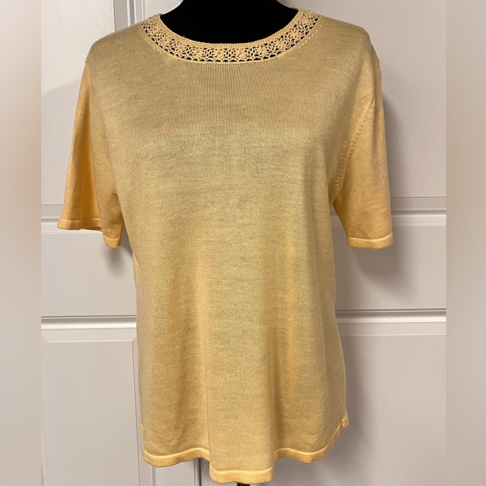 Sag Harbor Yellow Lace Trim Sweater